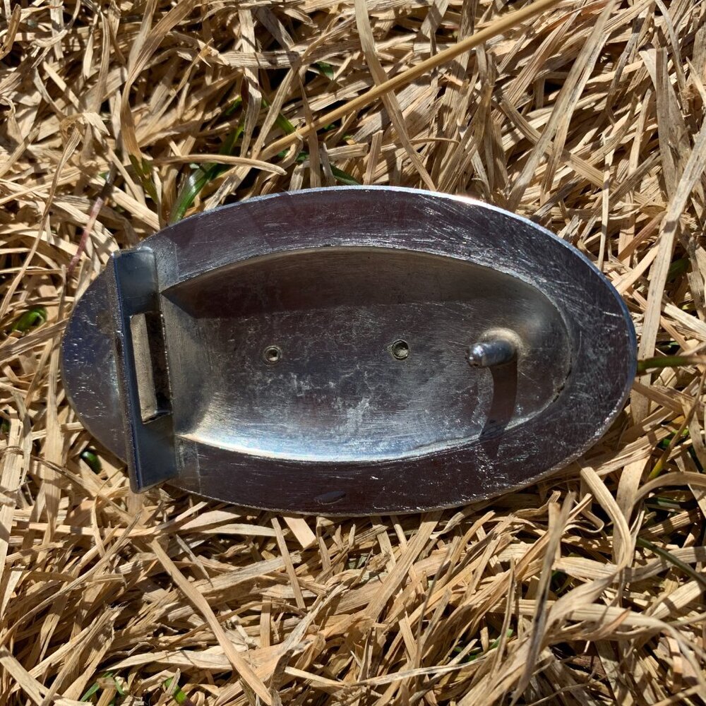 Vintage Texas Longhorn Western Belt Buckle Oval Silver Gold Tone - Picture 3 of 5